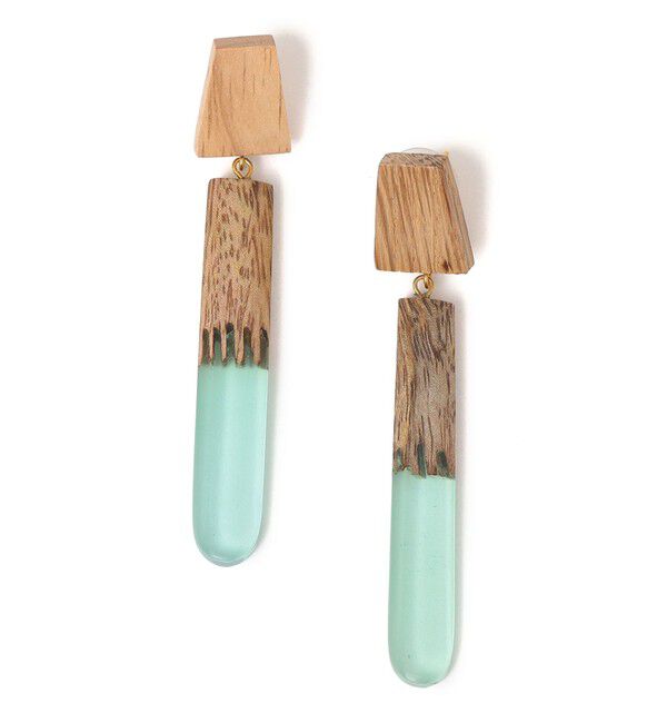 SHIPS any「SHIPS any: アクリル ウッド ピアス」|ピアス|ライトグリーン