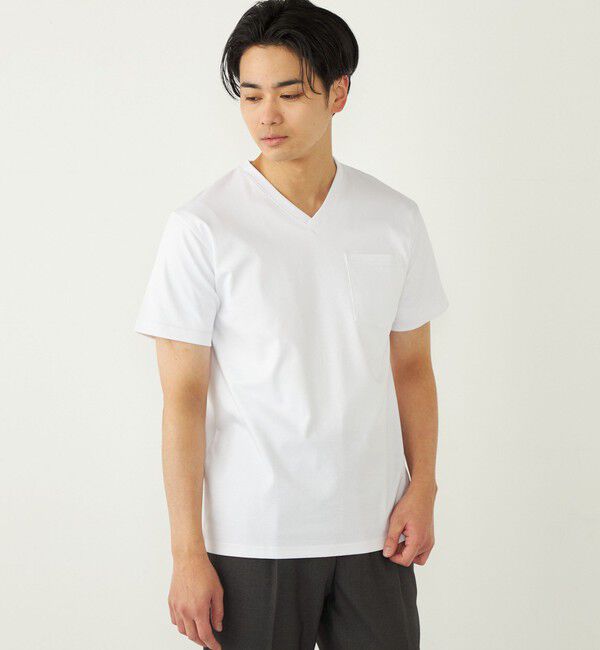 SHIPS Colors 「SHIPS Colors:〈接触冷感〉シルケット コットン Vネック TEE◇」|Tシャツ・カットソー|