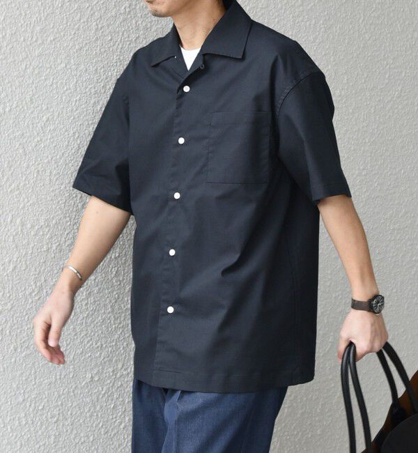 SHIPS any「SHIPS any:〈接触冷感/遮熱等〉ハイブリッドリネン オープンカラー シャツ(セットアップ対応)◇」|シャツ・ブラウス|ネイビー