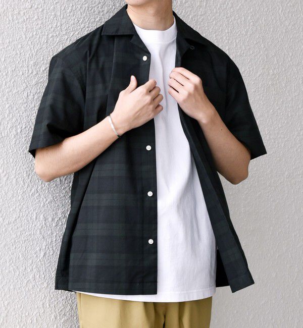 SHIPS any「SHIPS any:〈接触冷感/遮熱等〉ハイブリッドリネン オープンカラー シャツ(セットアップ対応)◇」|シャツ・ブラウス|ダークブルー