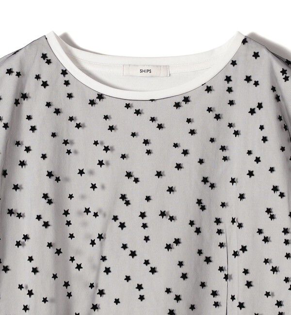 SHIPS for women「【WEB限定】スター チュール レイヤード TEE」|Tシャツ・カットソー|