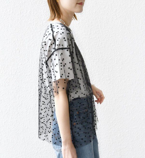 SHIPS for women「【WEB限定】スター チュール レイヤード TEE」|Tシャツ・カットソー|