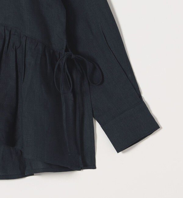 SHIPS any「SHIPS any:〈洗濯機可能〉リネン ミックス リボン ペプラム バンドカラー シャツ 2」|シャツ・ブラウス|