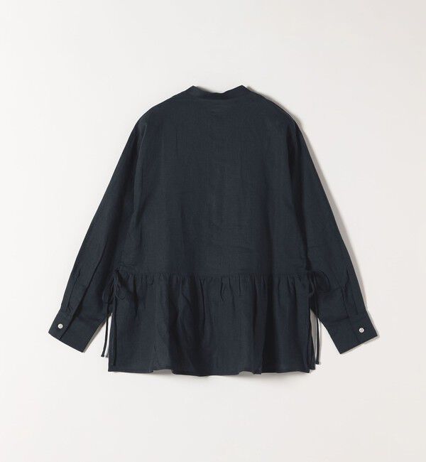 SHIPS any「SHIPS any:〈洗濯機可能〉リネン ミックス リボン ペプラム バンドカラー シャツ 2」|シャツ・ブラウス|