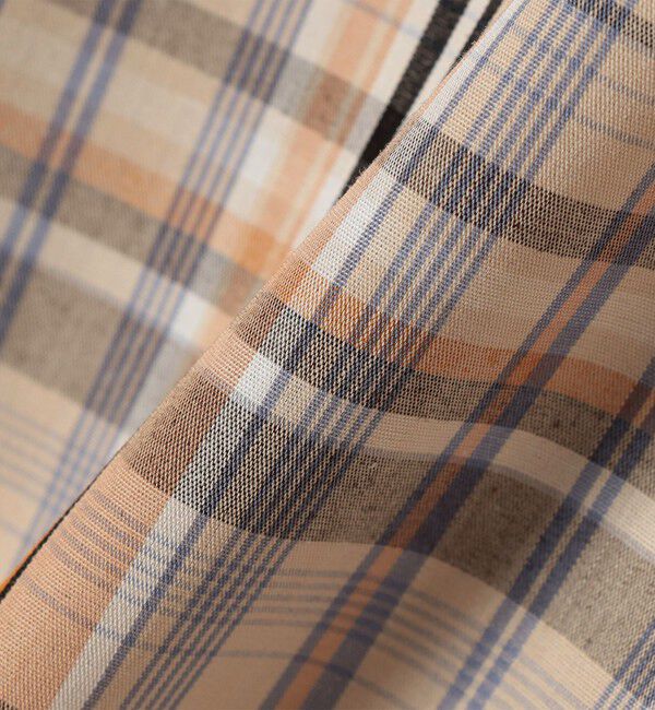 SHIPS Colors 「innowave:〈手洗い可能〉TC チェック スキッパー フレンチスリーブ ブラウス」|シャツ・ブラウス|