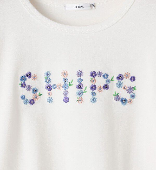 SHIPS KIDS「SHIPS KIDS:140～150cm / フラワー 刺繍 ロゴ 長袖 Tシャツ」|Tシャツ・カットソー|