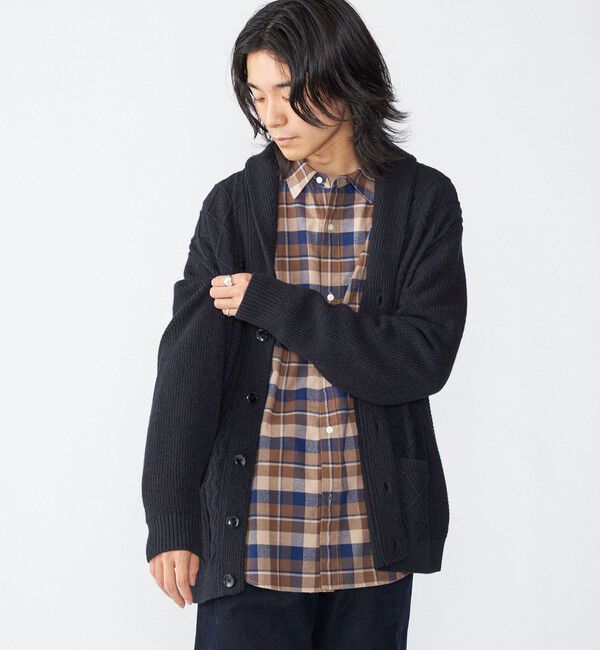 SHIPS「SHIPS: 〈手洗い可能〉ウールコットン アラン ショール カーディガン」|カーディガン|