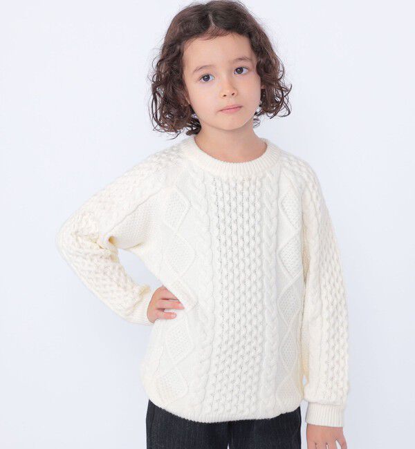 SHIPS KIDS「SHIPS KIDS:100～130cm /〈洗濯機可能〉ケーブル ニット」|ニット・セーター|