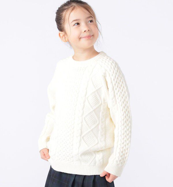 SHIPS KIDS「SHIPS KIDS:100～130cm /〈洗濯機可能〉ケーブル ニット」|ニット・セーター|