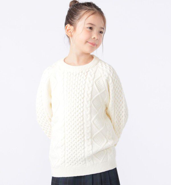 SHIPS KIDS「SHIPS KIDS:100～130cm /〈洗濯機可能〉ケーブル ニット」|ニット・セーター|