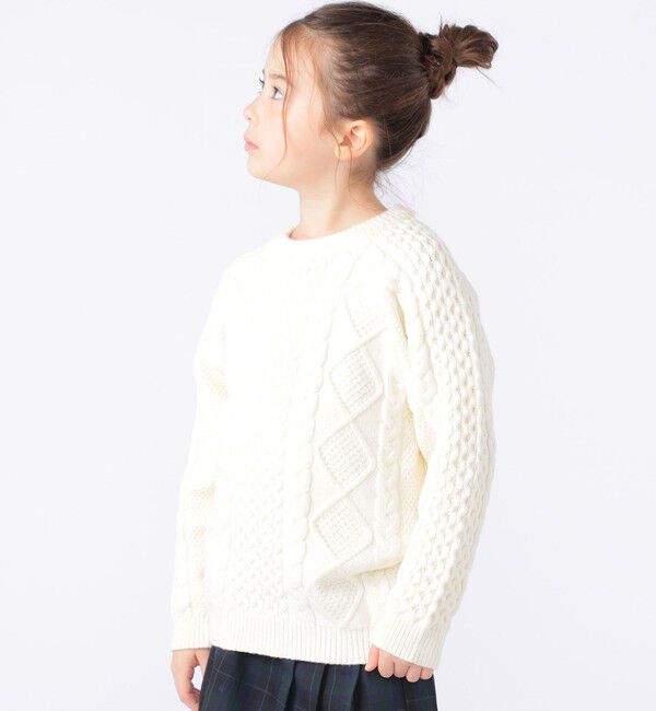 SHIPS KIDS「SHIPS KIDS:100～130cm /〈洗濯機可能〉ケーブル ニット」|ニット・セーター|