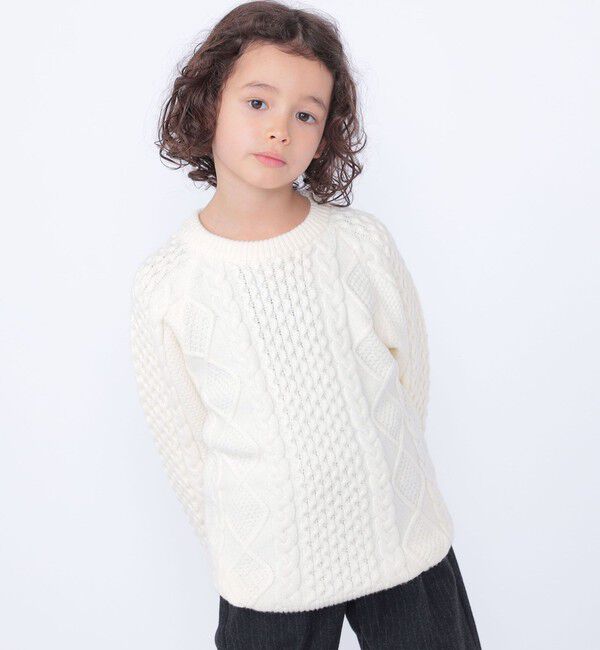 SHIPS KIDS「SHIPS KIDS:100～130cm /〈洗濯機可能〉ケーブル ニット」|ニット・セーター|