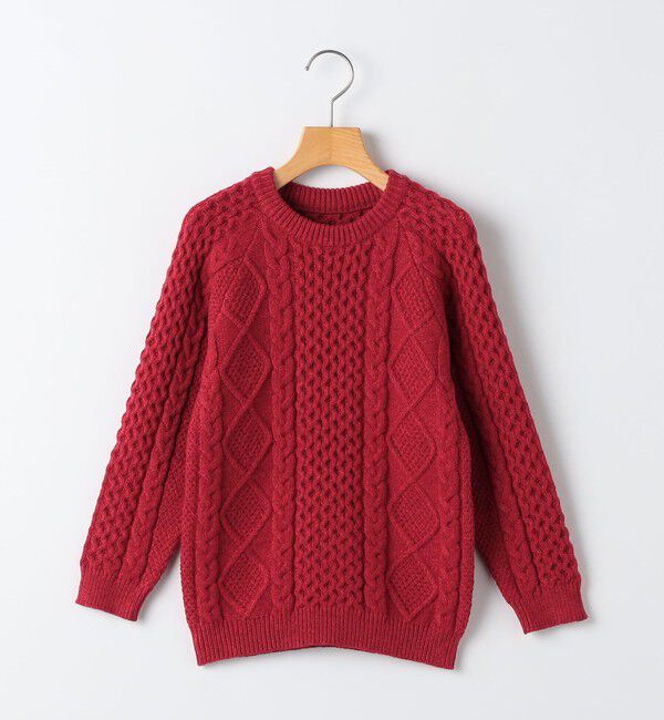 SHIPS KIDS「SHIPS KIDS:100～130cm /〈洗濯機可能〉ケーブル ニット」|ニット・セーター|レッド