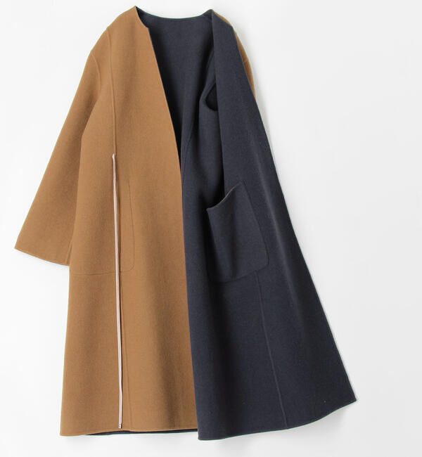 BACCA「シープモッサリバー リバーシブルコート」|ノーカラーコート|
