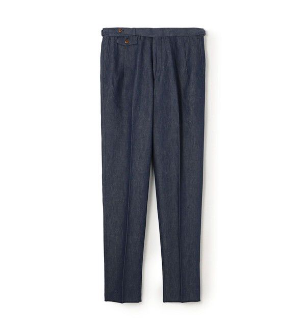 TOMORROWLAND MENS「コットンリネンデニム 2プリーツグルカスラックス」|スラックス|69 ネイビー