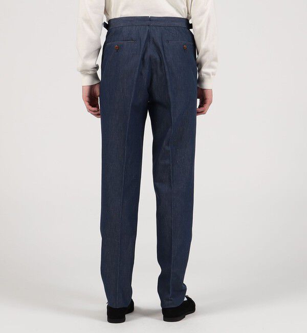 TOMORROWLAND MENS「コットンリネンデニム 2プリーツグルカスラックス」|スラックス|