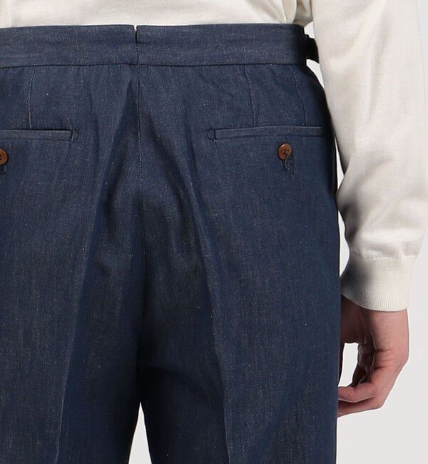 TOMORROWLAND MENS「コットンリネンデニム 2プリーツグルカスラックス」|スラックス|