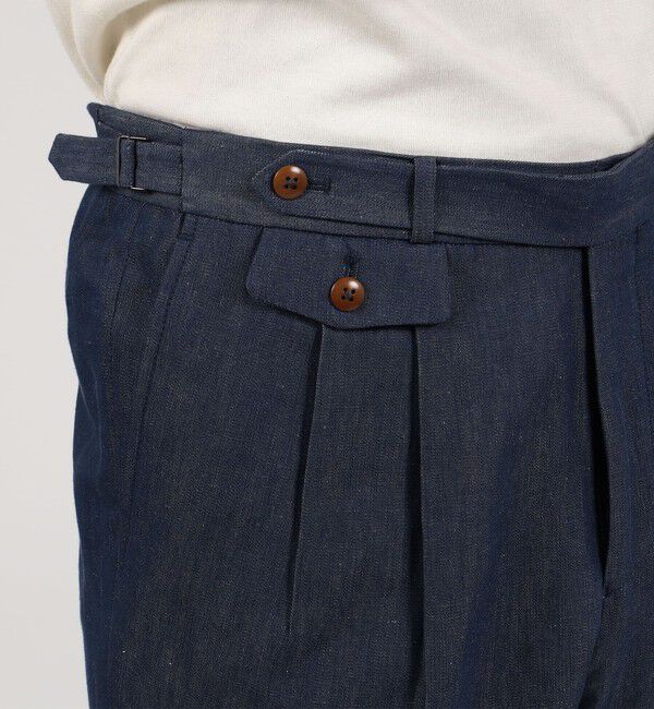 TOMORROWLAND MENS「コットンリネンデニム 2プリーツグルカスラックス」|スラックス|