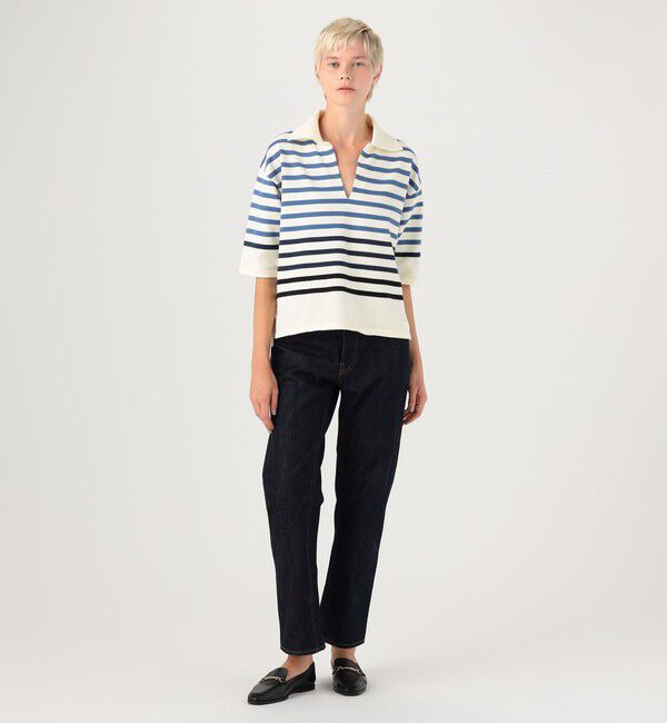 MACPHEE「コットンポリエステルボーダー スキッパープルオーバー」|ニット・セーター|