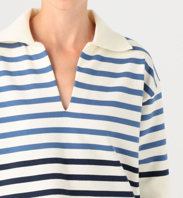 MACPHEE「コットンポリエステルボーダー スキッパープルオーバー」|ニット・セーター|
