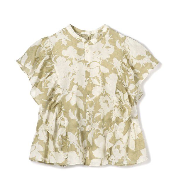 SOULEIADO「コットンリネンプリント バタフライスリーブブラウス」|シャツ・ブラウス|42 ライトベージュ系