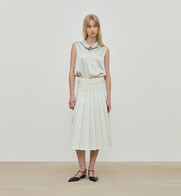 DES PRES「シルクストレッチサテン スカーフネックブラウス」|シャツ・ブラウス|