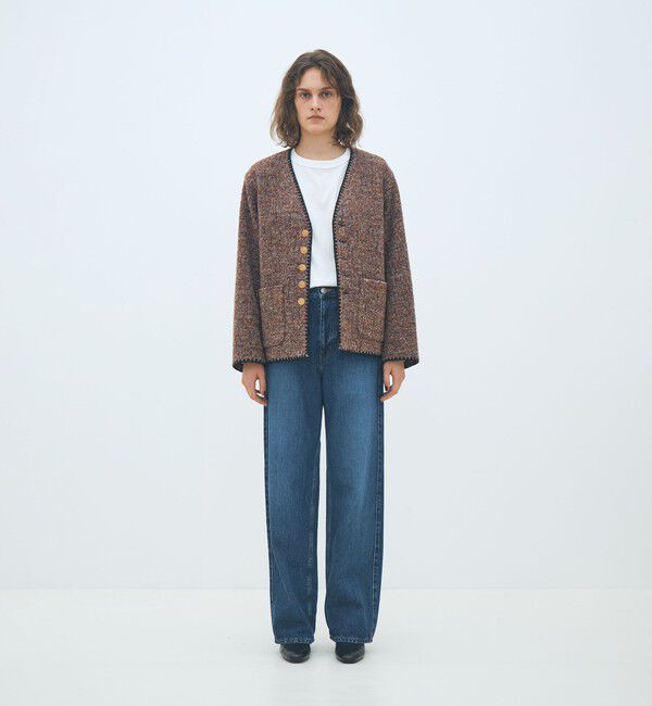 MACPHEE「スライバージャージー Vカラージャケット」|ノーカラージャケット|