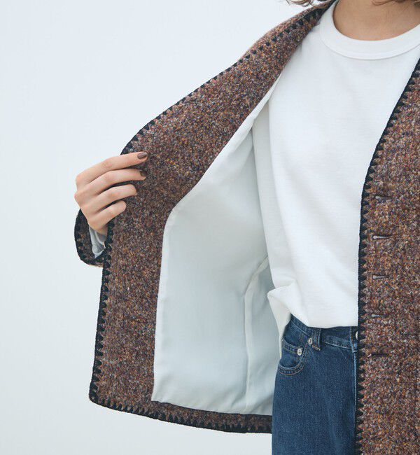 MACPHEE「スライバージャージー Vカラージャケット」|ノーカラージャケット|