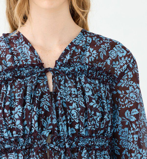 SOULEIADO「セルロースポリエステルプリント ギャザーブラウス」|シャツ・ブラウス|