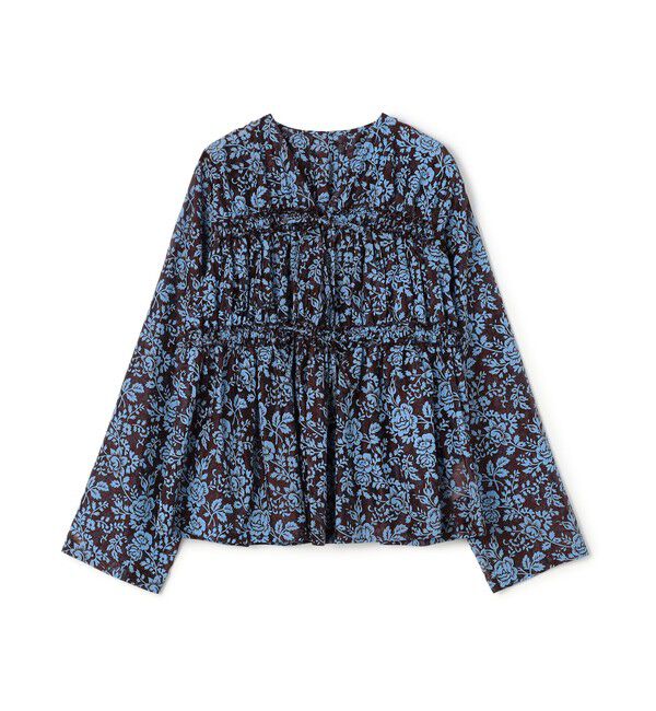 SOULEIADO「セルロースポリエステルプリント ギャザーブラウス」|シャツ・ブラウス|