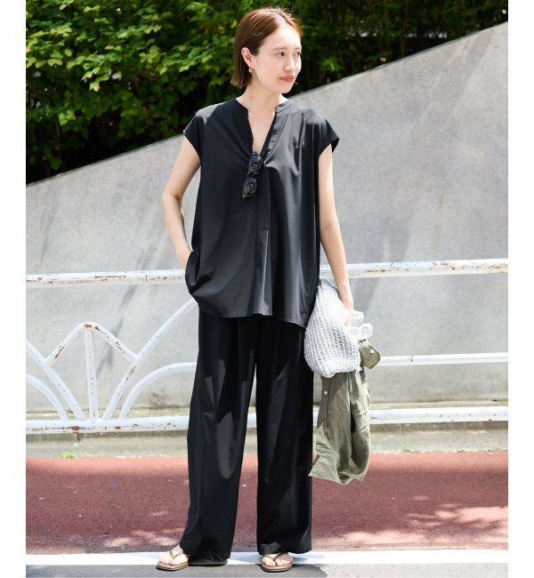 SLOBE IENA「《2枚セット/防しわ性/撥水/接触冷感//追加》ナイロンブラウス&times;パンツセット」|シャツ・ブラウス|