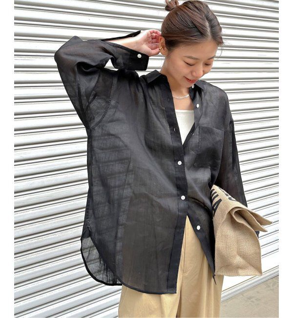 JOURNAL STANDARD relume「《追加2》手洗い可 / ラミーオーバーサイズシャツ」|シャツ・ブラウス|ブラック