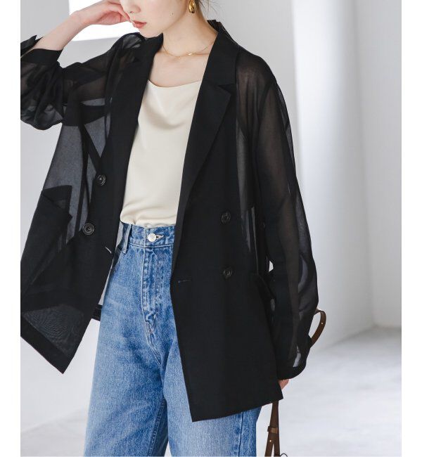 NOBLE「《追加》ソフトオーガンジーシアージャケット 2」|テーラードジャケット|ブラック