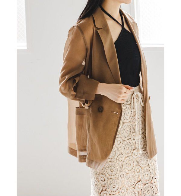 NOBLE「《追加》ソフトオーガンジーシアージャケット 2」|テーラードジャケット|ブラウン