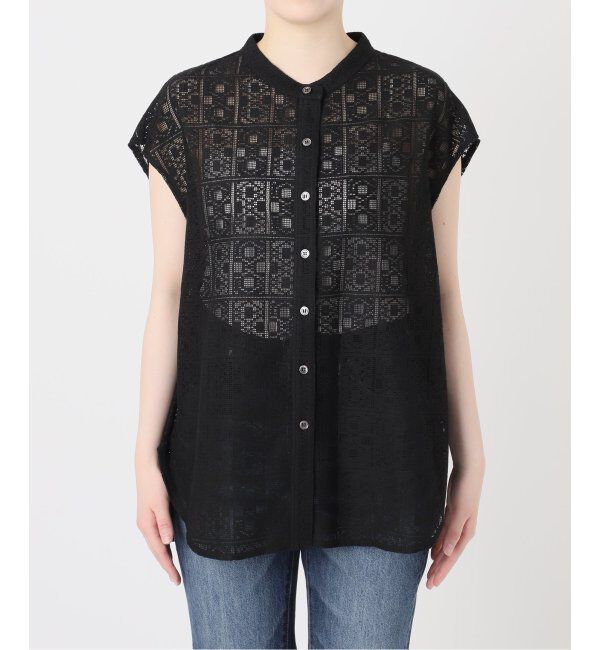 Spick and Span「《追加4》PEレースフレンチスリーブシャツ」|シャツ・ブラウス|