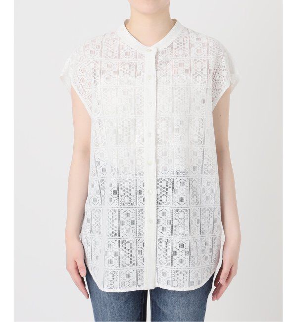 Spick and Span「《追加4》PEレースフレンチスリーブシャツ」|シャツ・ブラウス|