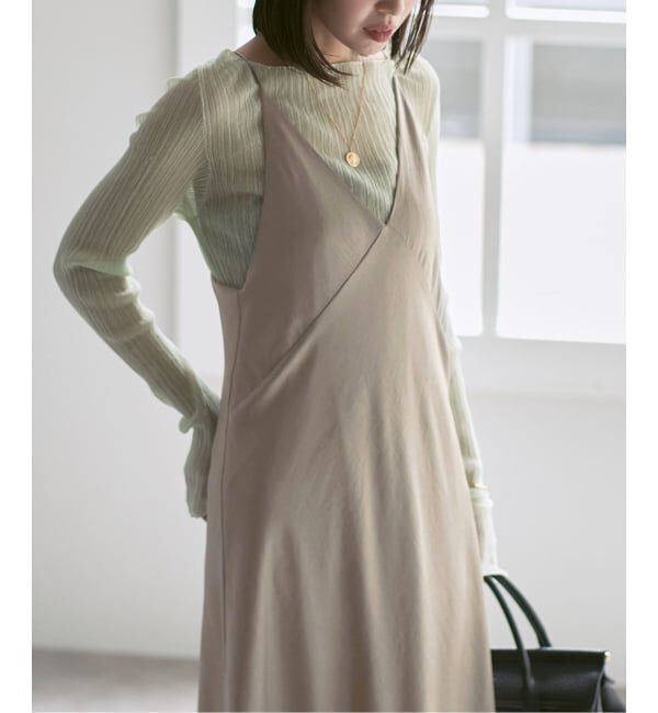 NOBLE「《26SS先行予約》サテンアジャストキャミワンピース」|ワンピース|