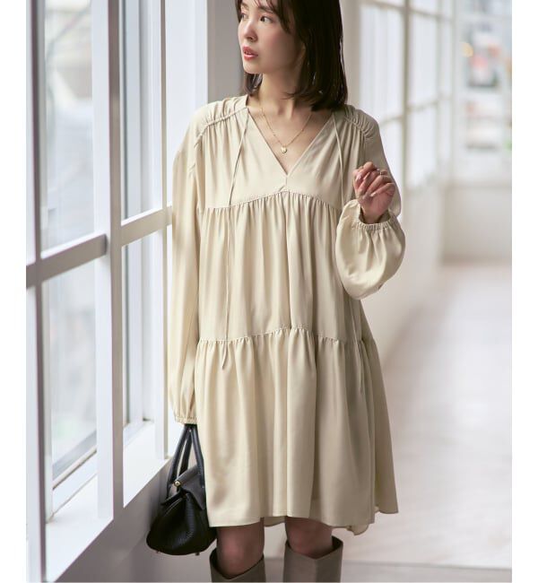 NOBLE「《26SS先行予約》ヴィンテージツイルギャザーミニワンピース」|ワンピース|