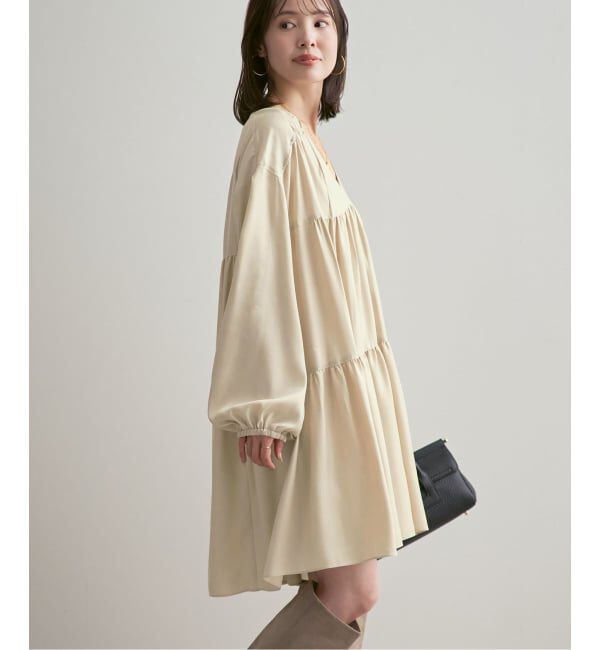 NOBLE「《26SS先行予約》ヴィンテージツイルギャザーミニワンピース」|ワンピース|