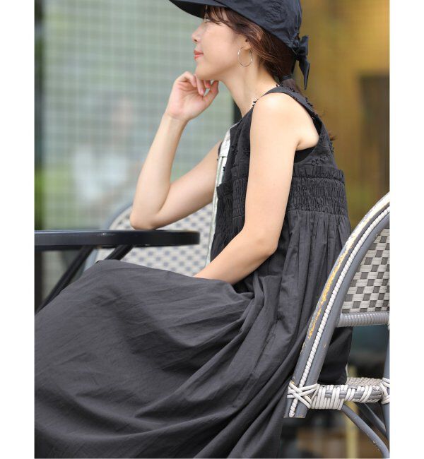  「【洗える】3D刺繍ノースリワンピース」|ワンピース|ブラック