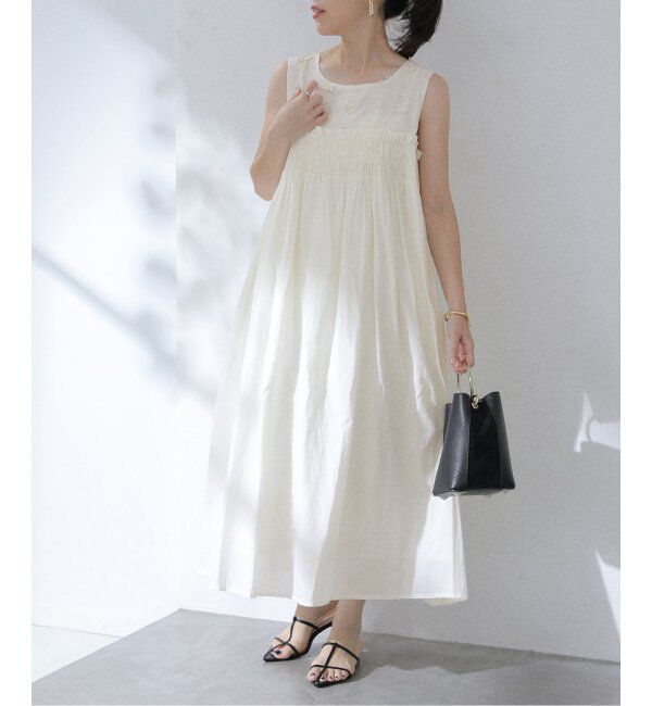  「【洗える】3D刺繍ノースリワンピース」|ワンピース|