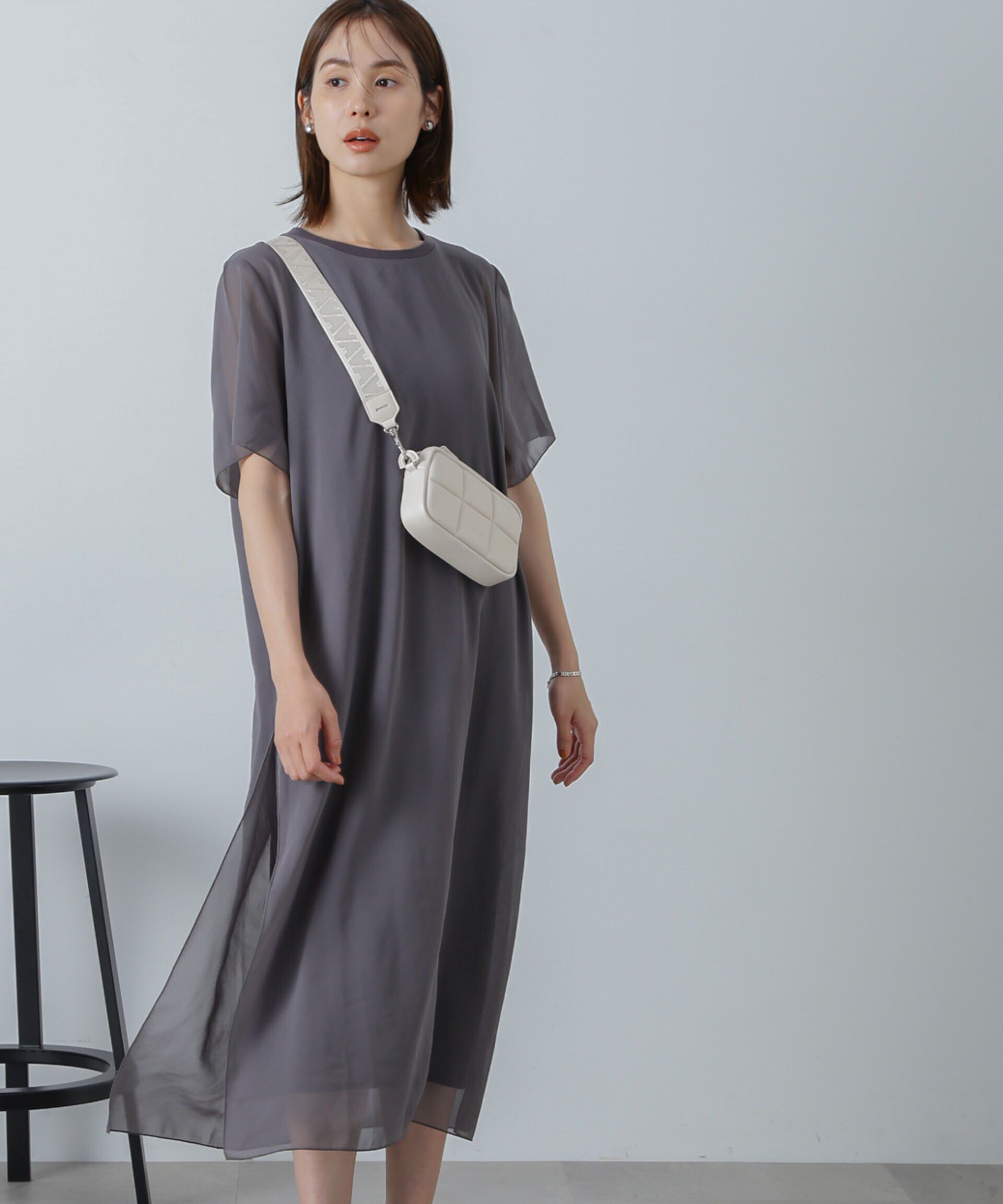 nano･universe「シアーコンビワンピース」|ワンピース|チャコール3