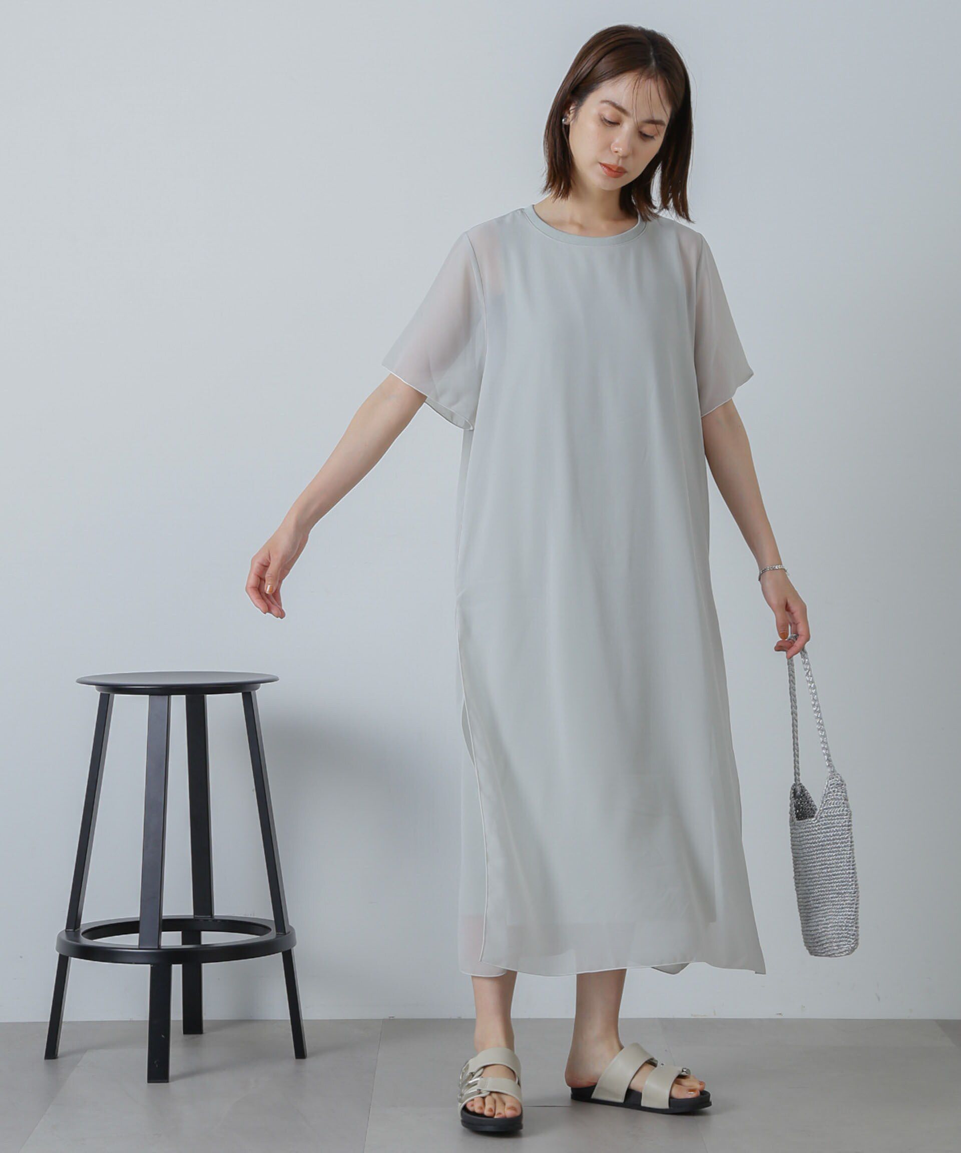 nano･universe「シアーコンビワンピース」|ワンピース|グレージュ3