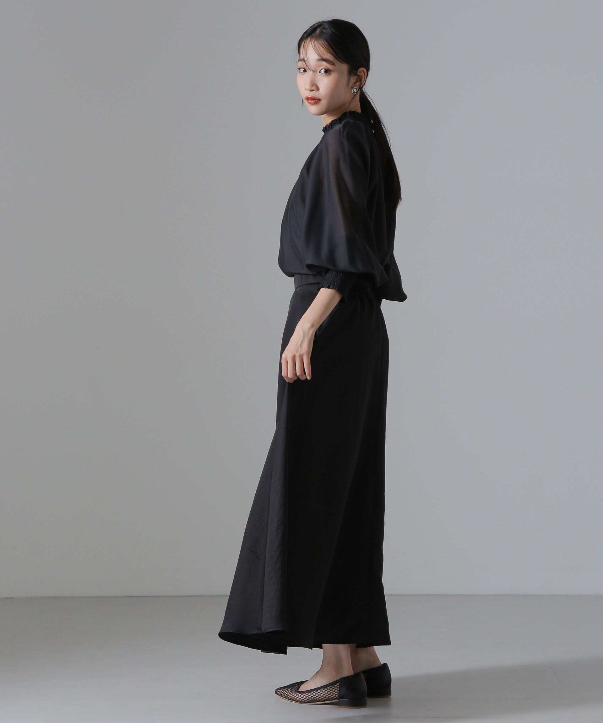 nano･universe「ヴィンテージサテンフレアロングスカート(セットアップ可)」|スカート|