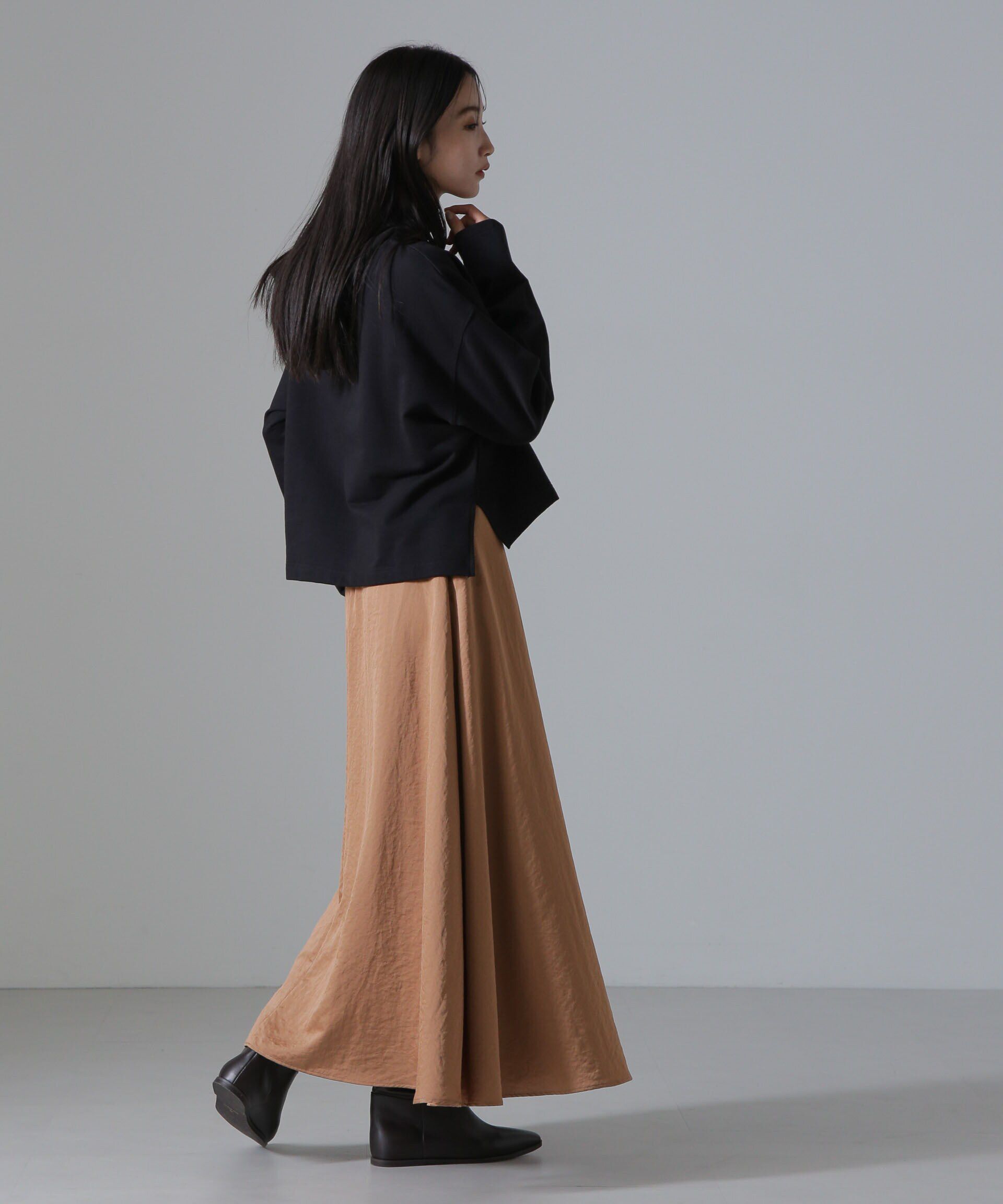 nano･universe「ヴィンテージサテンフレアロングスカート(セットアップ可)」|スカート|