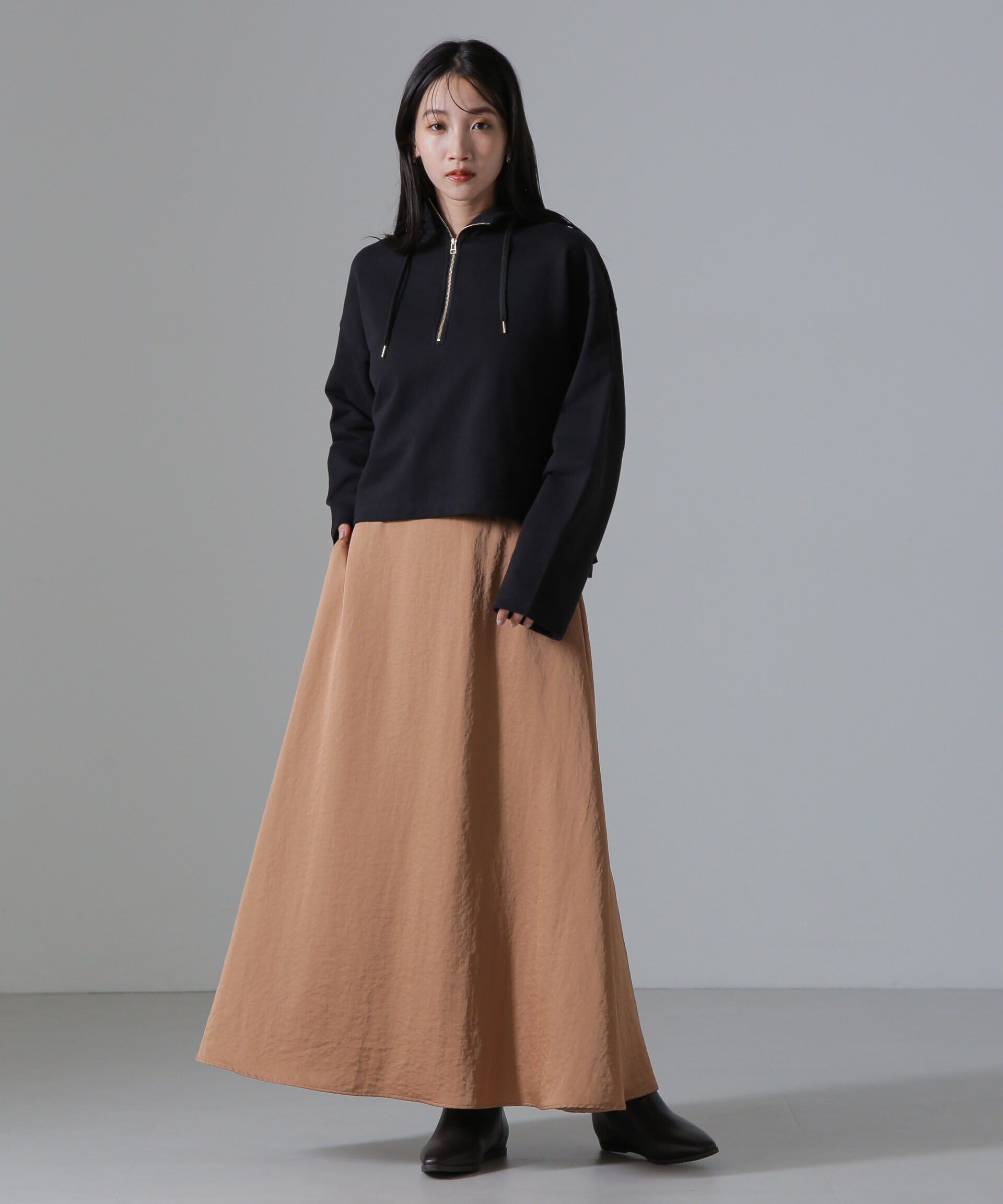 nano･universe「ヴィンテージサテンフレアロングスカート(セットアップ可)」|スカート|