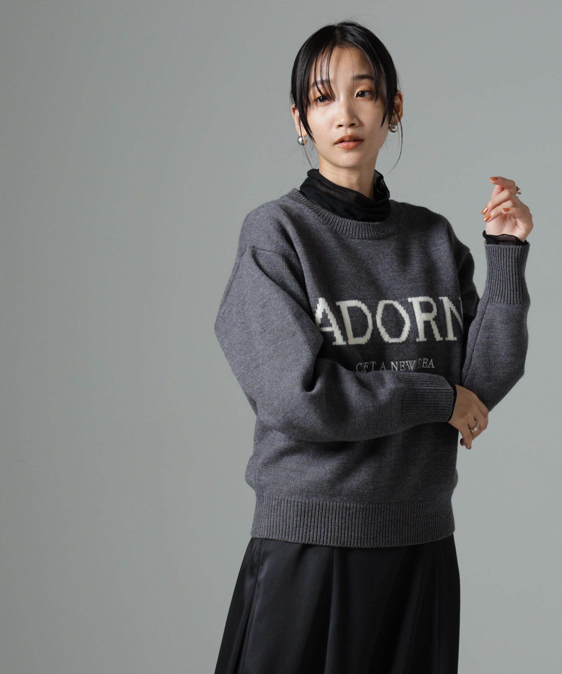 nano･universe「ロゴニットプルオーバー」|ニット・セーター|チャコール3