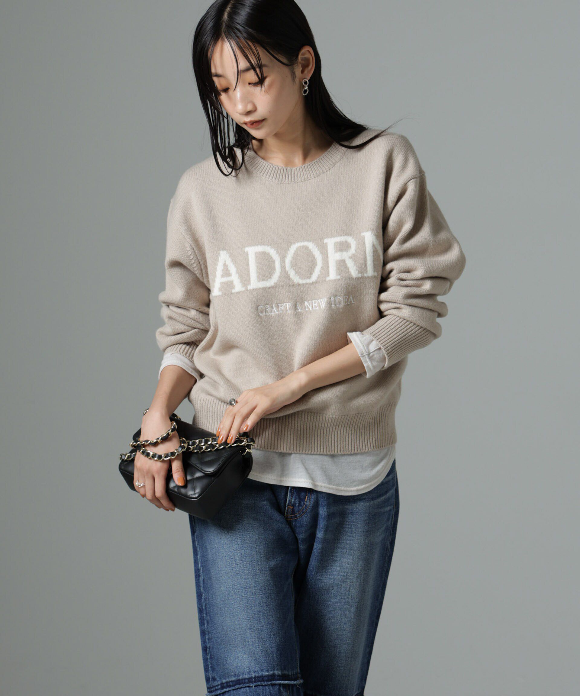 nano･universe「ロゴニットプルオーバー」|ニット・セーター|ライトベージ 1