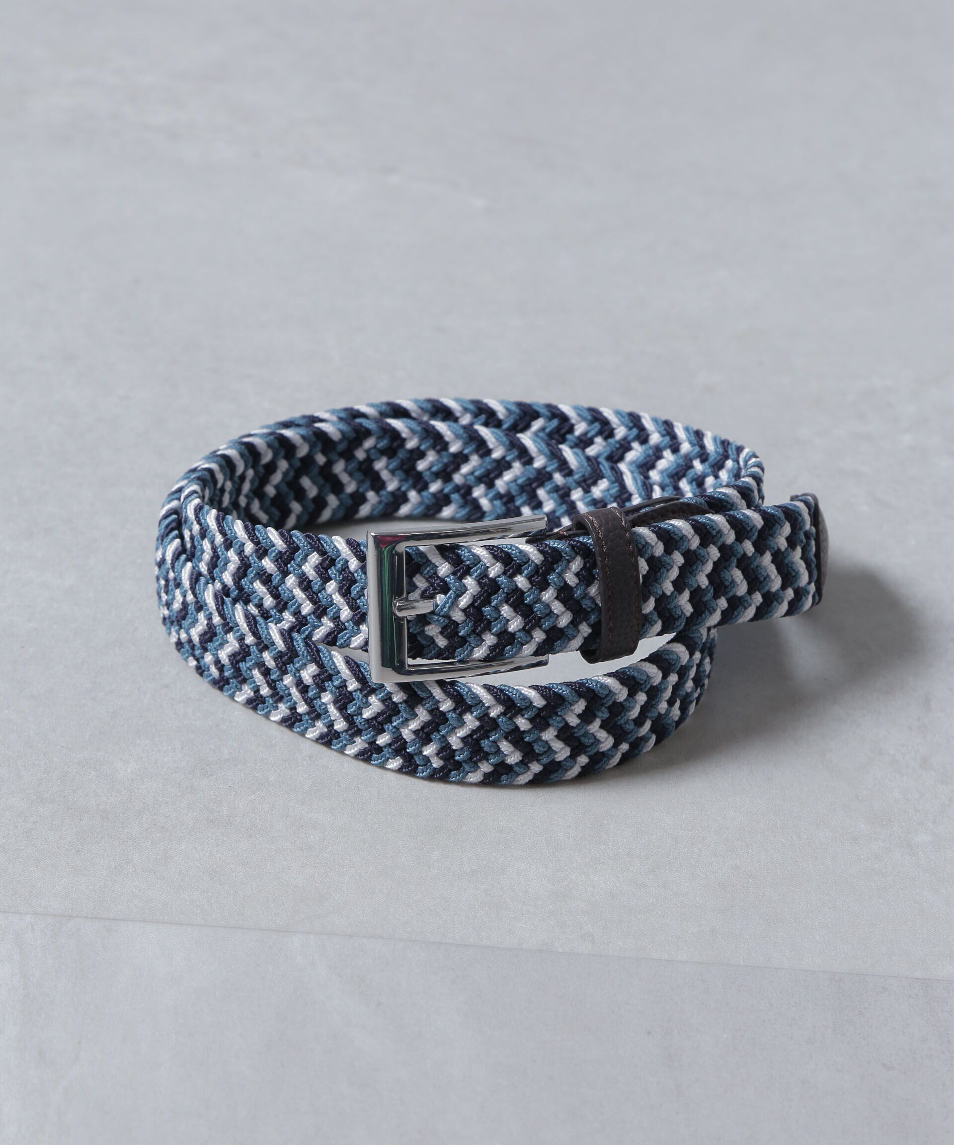 nano･universe「ゴムメッシュベルト」|ベルト|ネイビー