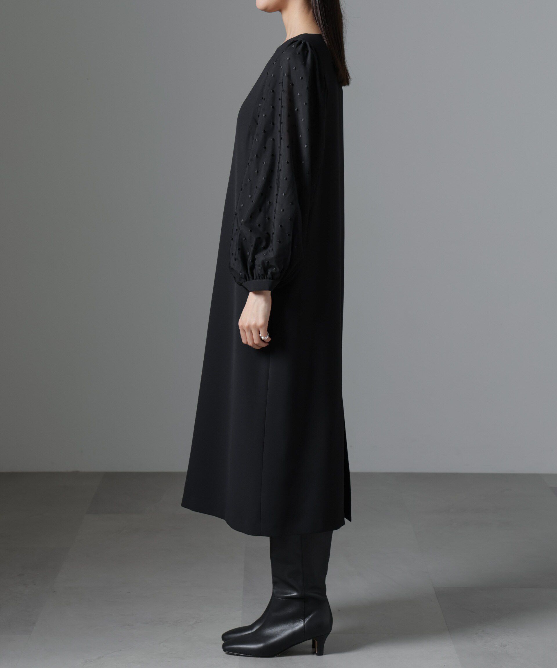 nano･universe「ドット刺繍チュールスリーブワンピース」|ワンピース|